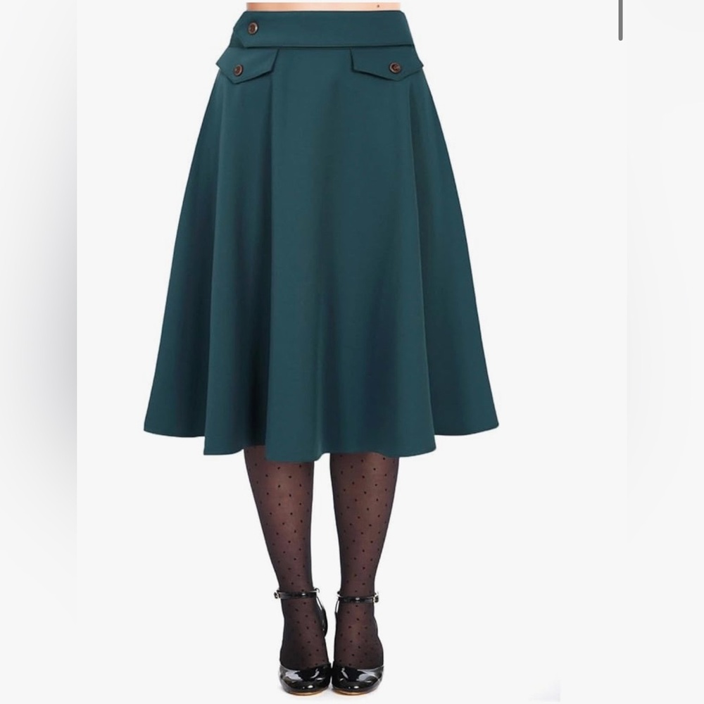 🆕- Banned Book Club 50's Swing Skirt Teal - Picture 10 of 11